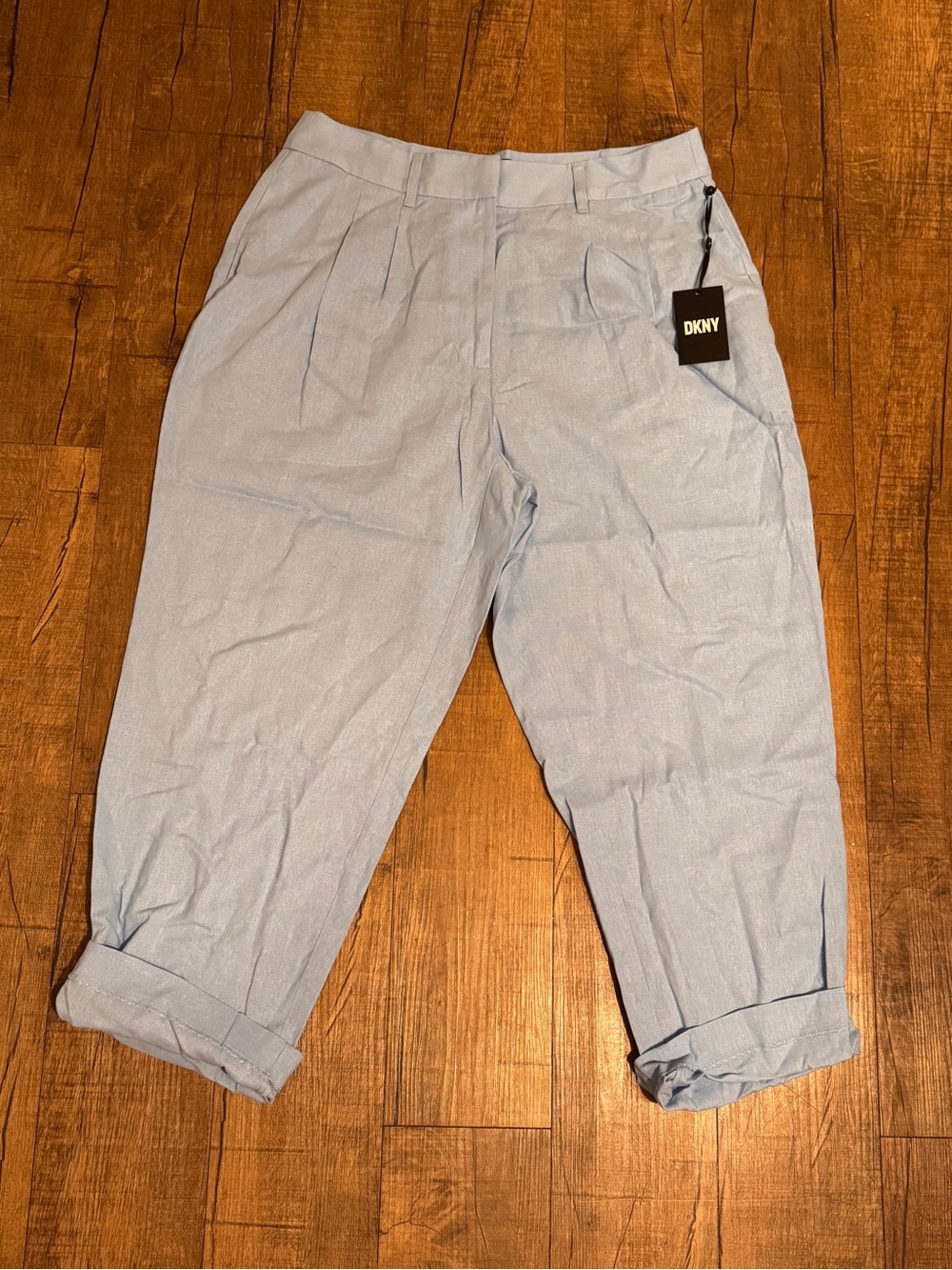 DKNY Women's Light Blue Pleated Casual Pants